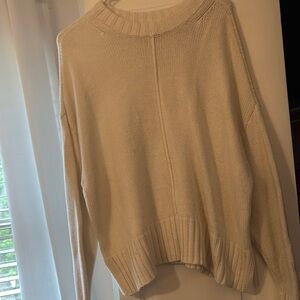 A New Day Cream Crew Neck Sweater with Ribbed Knit